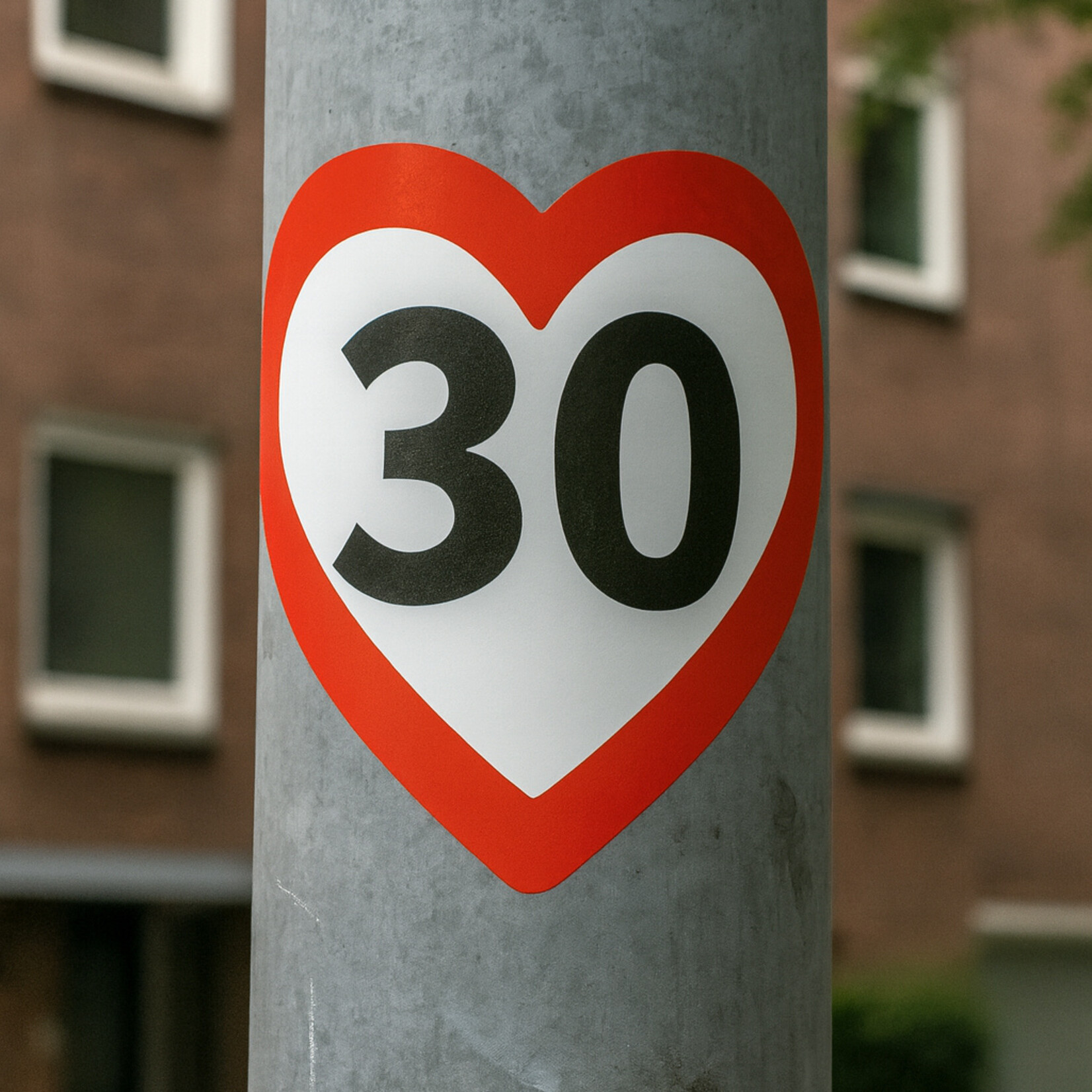 Opvallende verkeerssticker voor een veiligere straat