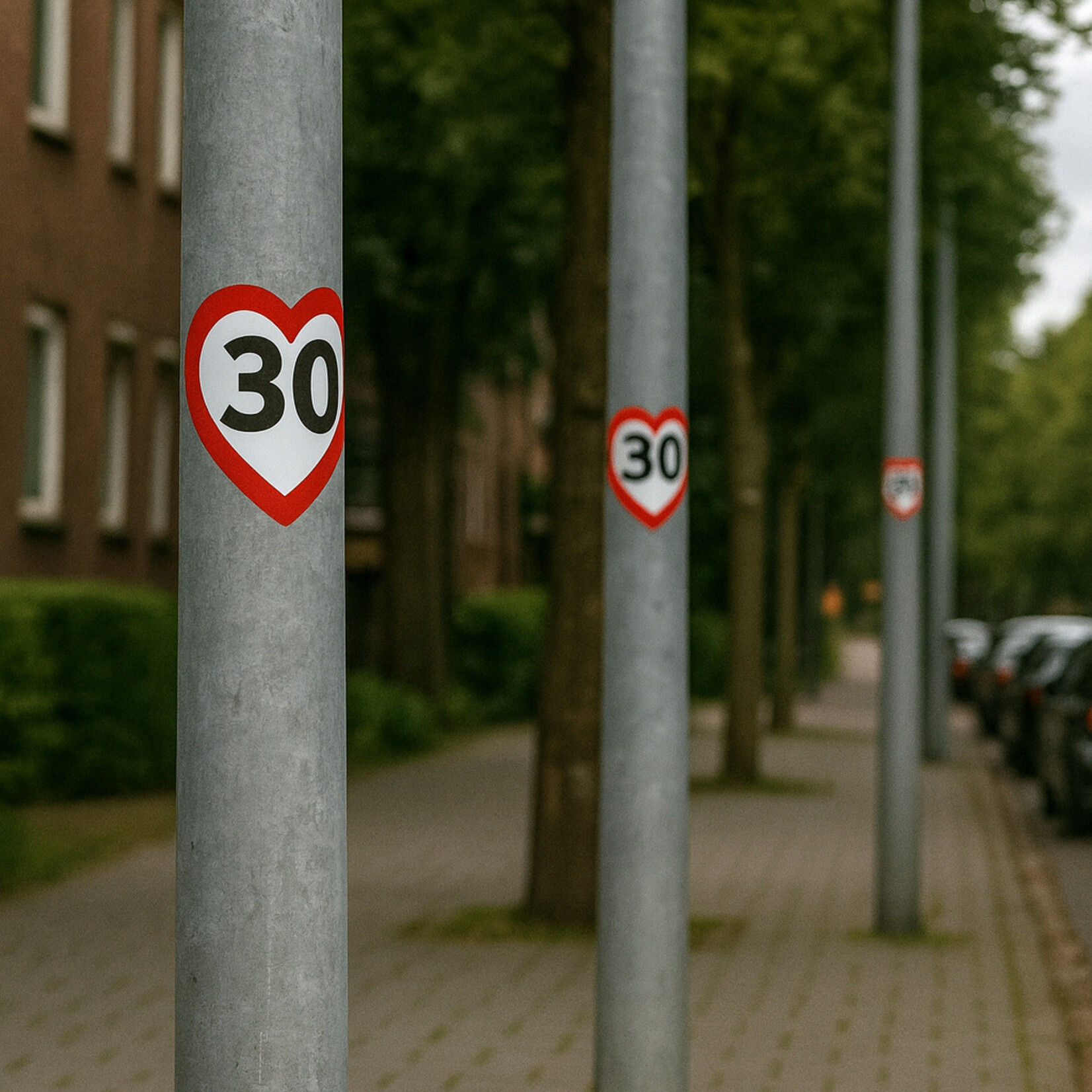 Opvallende verkeerssticker voor een veiligere straat