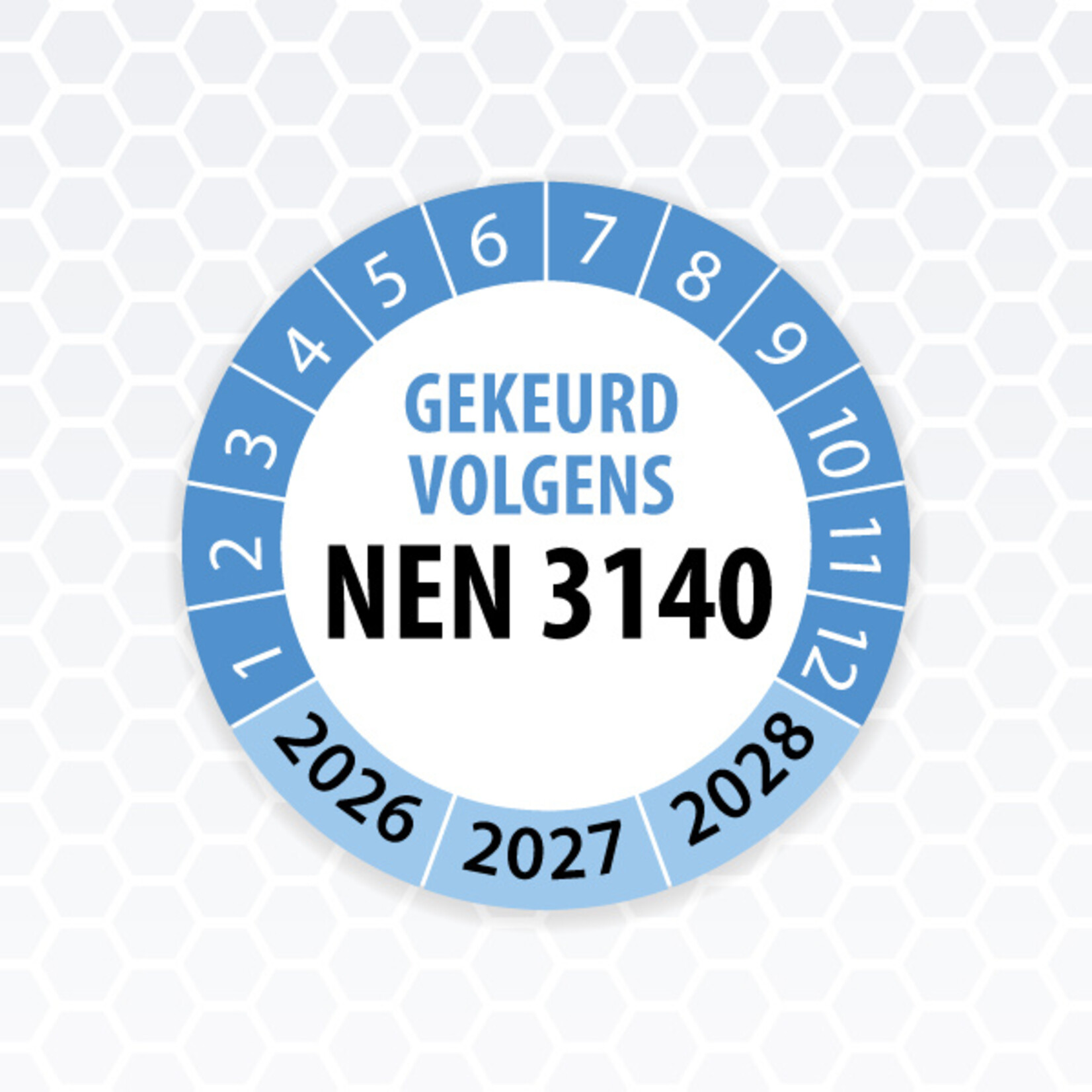Keuringssticker blauw ø 35 mm NEN 3140