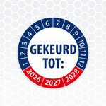 Keuringssticker blauw/rood