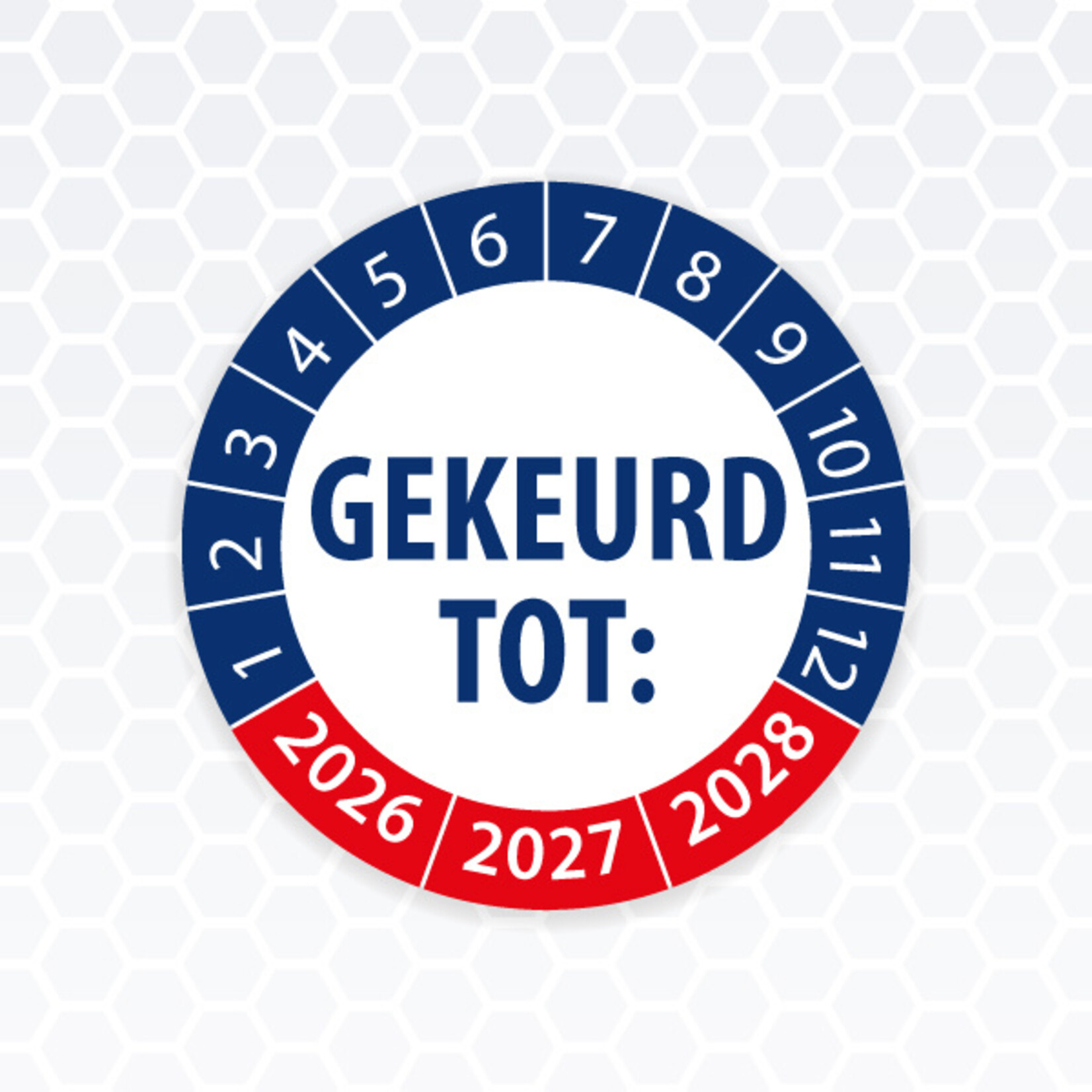 Keuringssticker blauw/rood ø 35 mm