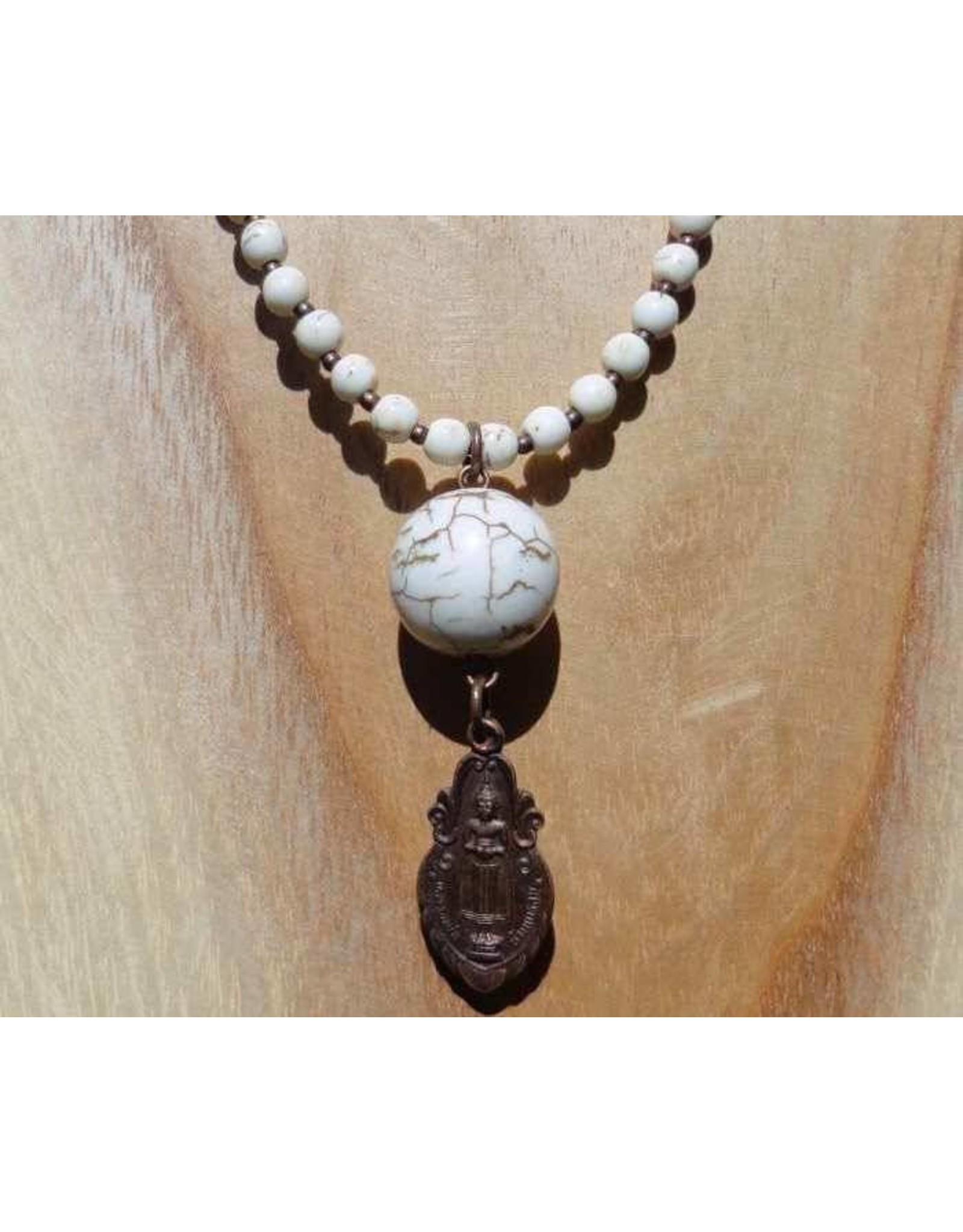 JewelryByM necklace white howlite & standing Buddha