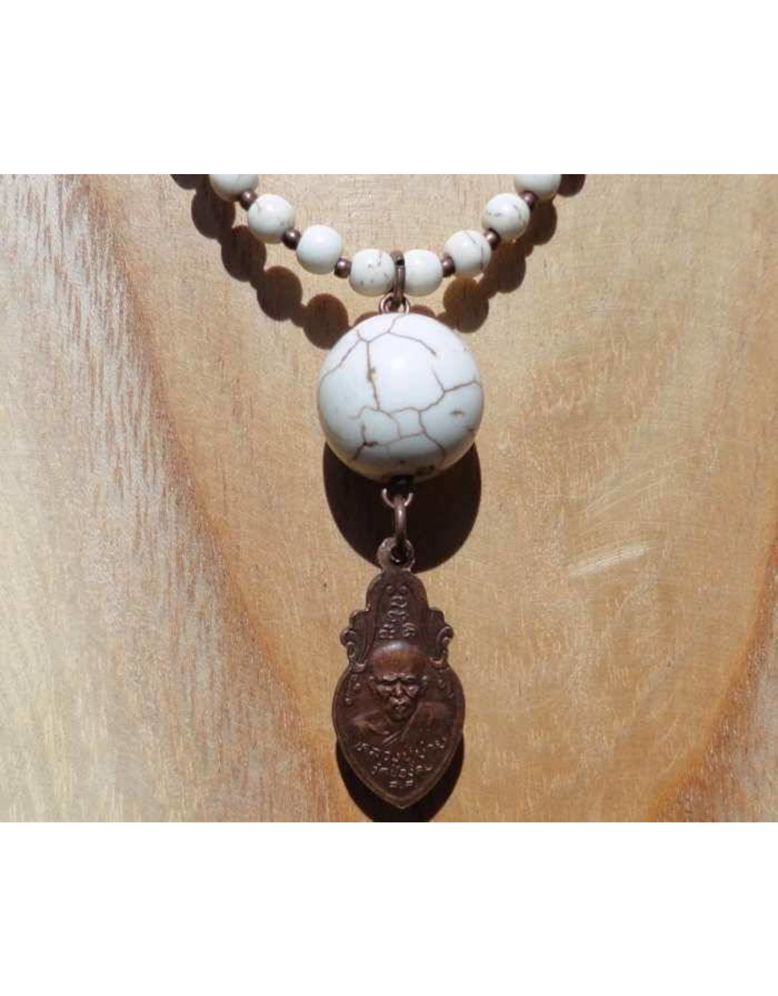 JewelryByM necklace white howlite & standing Buddha