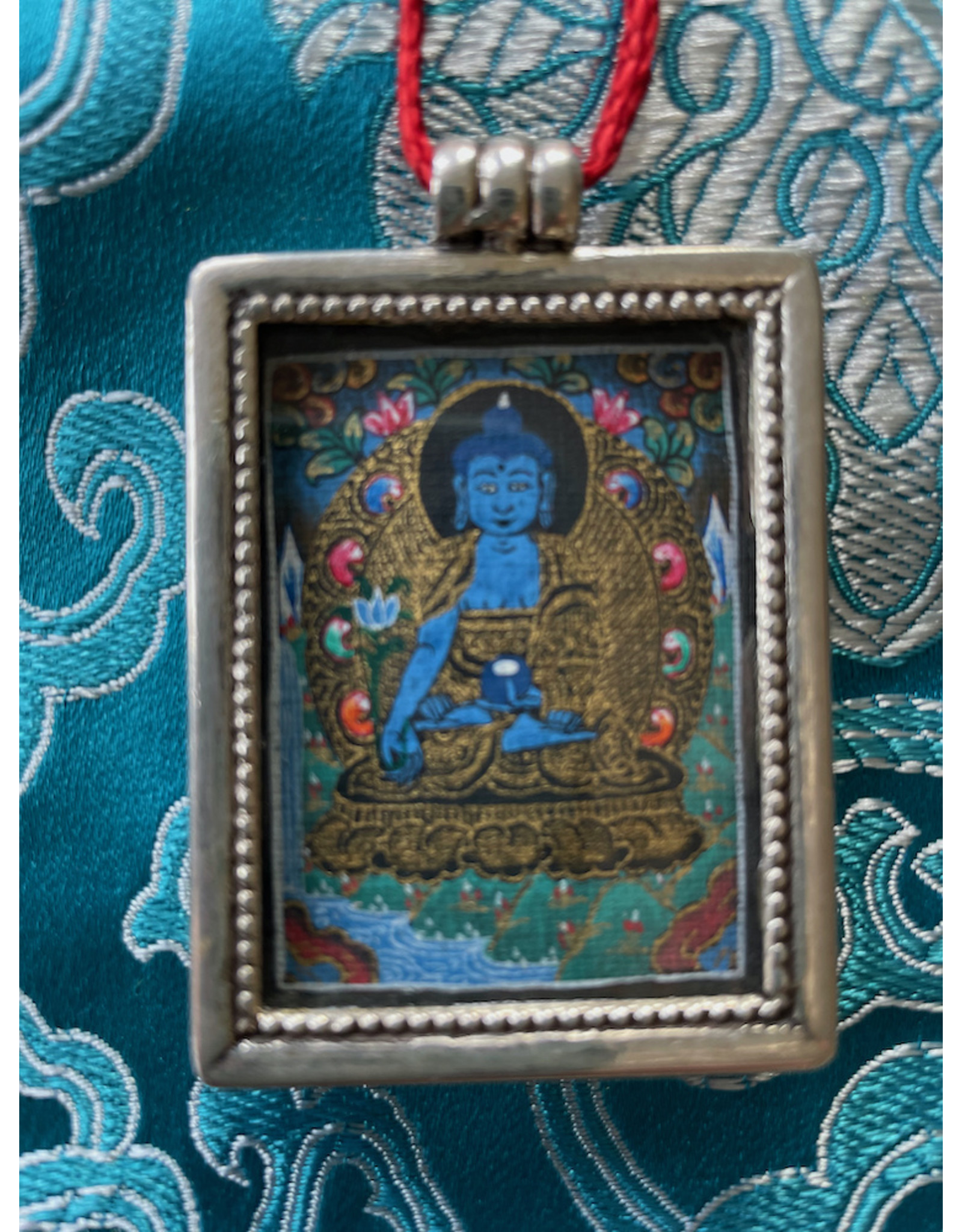 Dakini silver thangka pendant Medicine Buddha
