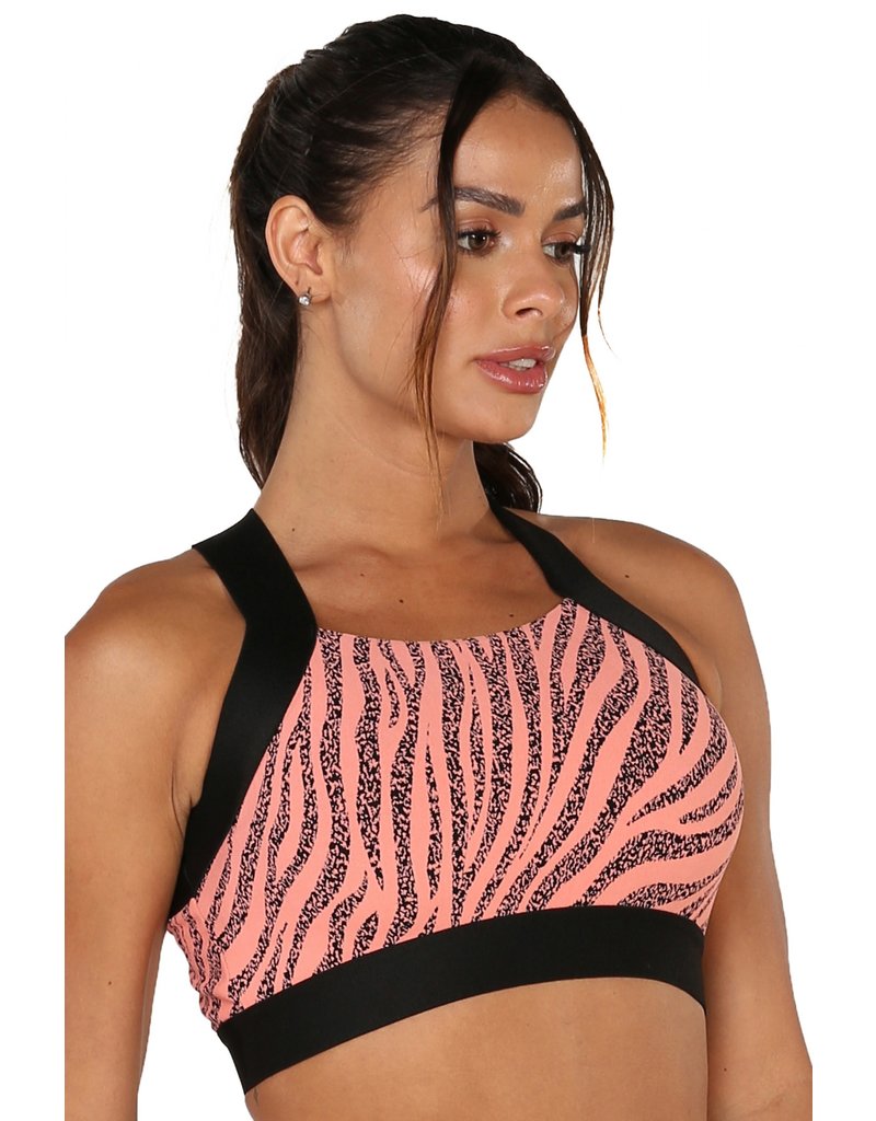 BOM FIT BRASIL Top Zebra Salmon Pink (with cups)