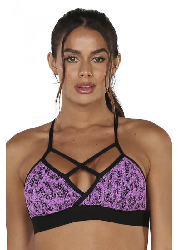 BOM FIT BRASIL Sports Bra Leopard Lila (with cups)