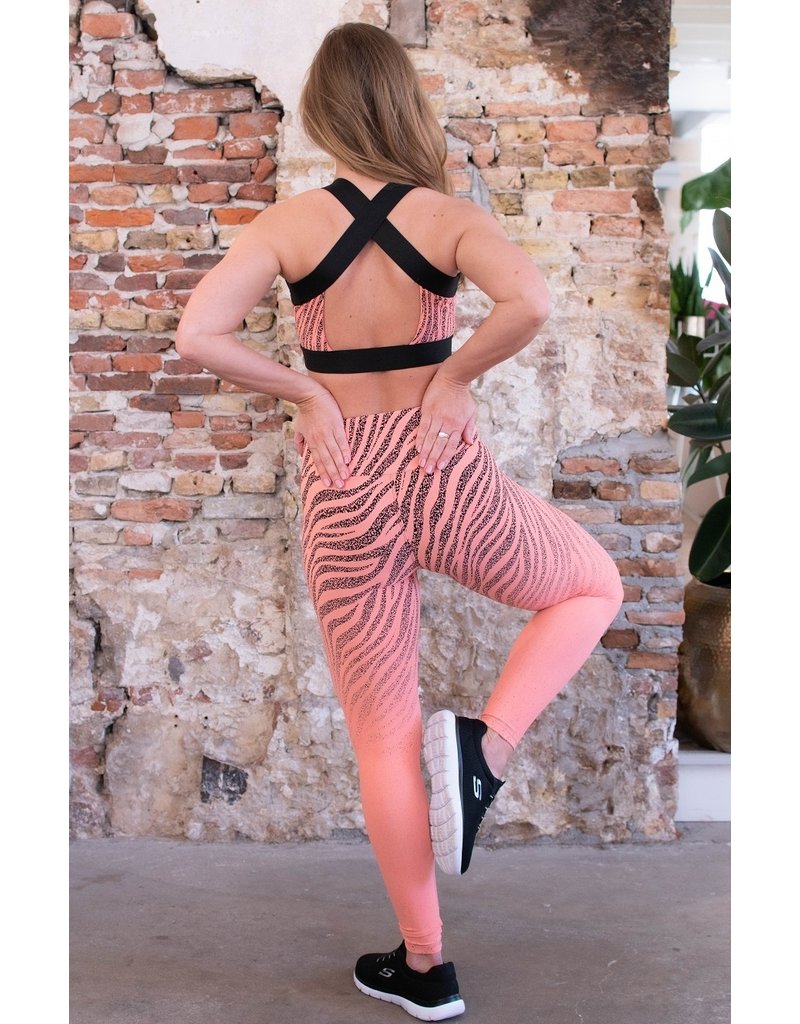 BOM FIT BRASIL Top Zebra Salmon Pink (with cups)