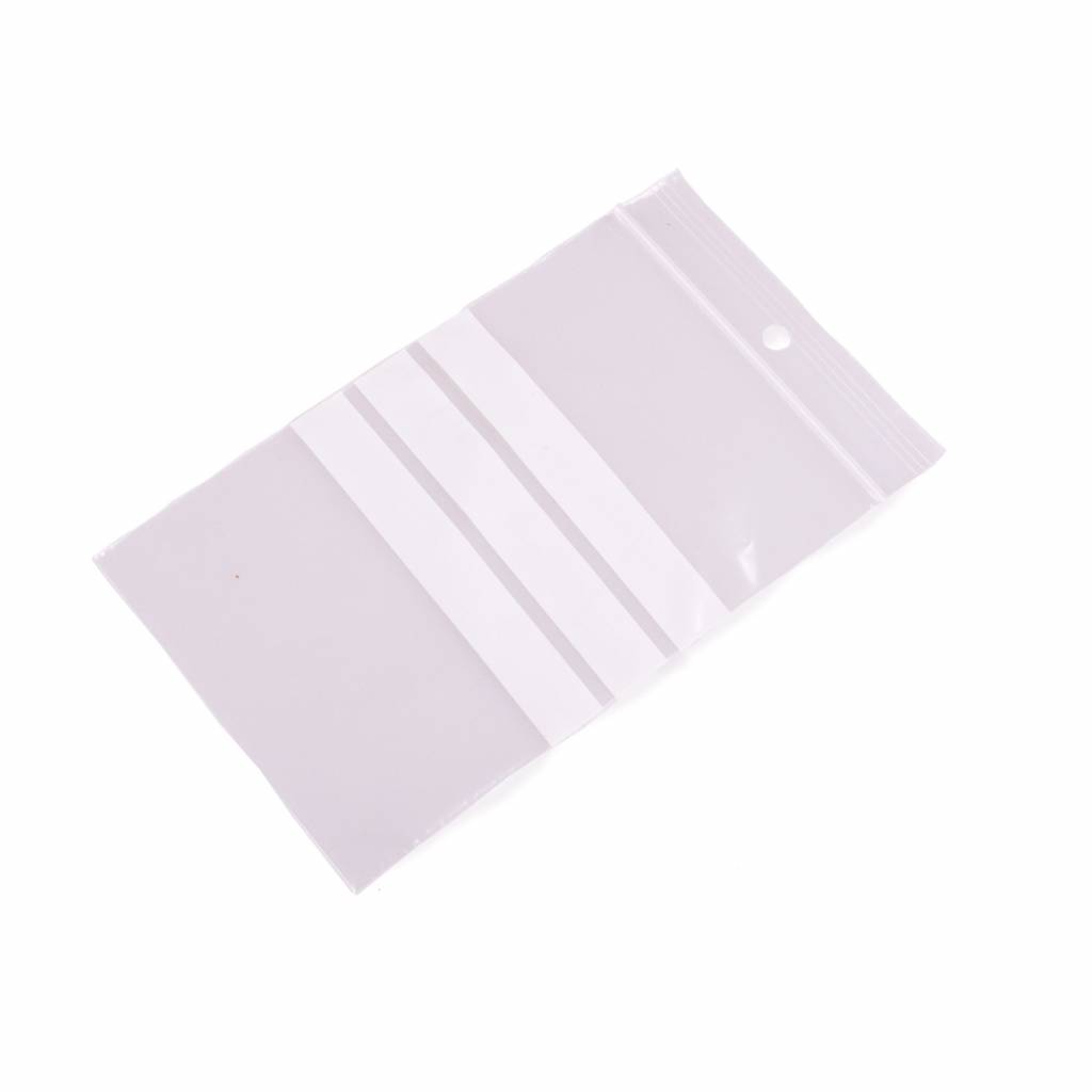 Gripzakken met schrijfvlakken extra sterk 70 x 100 mm uit 90 micron LDPE pakje van 1000 stuks