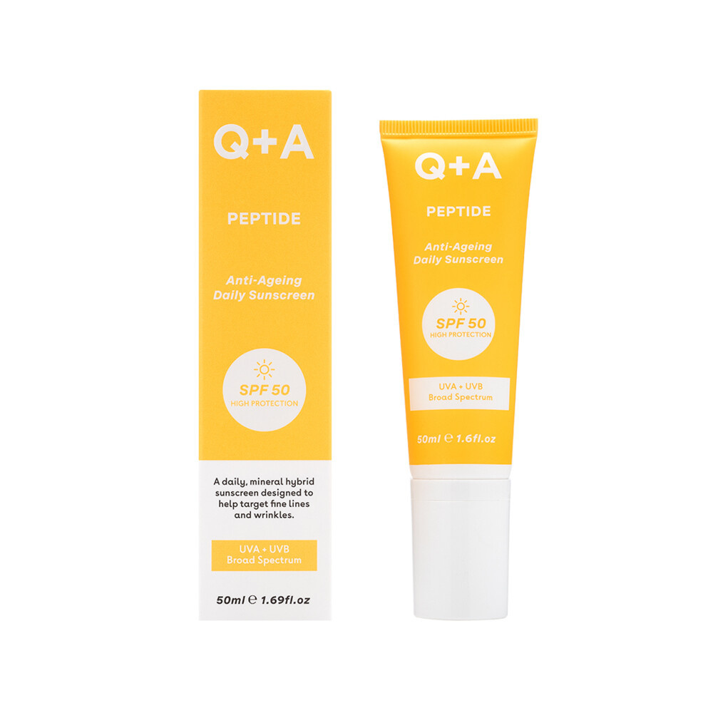 Q+A Skincare Peptide SPF50 Anti-Ageing Facial Sunscreen 50ml, foto 2 van 3