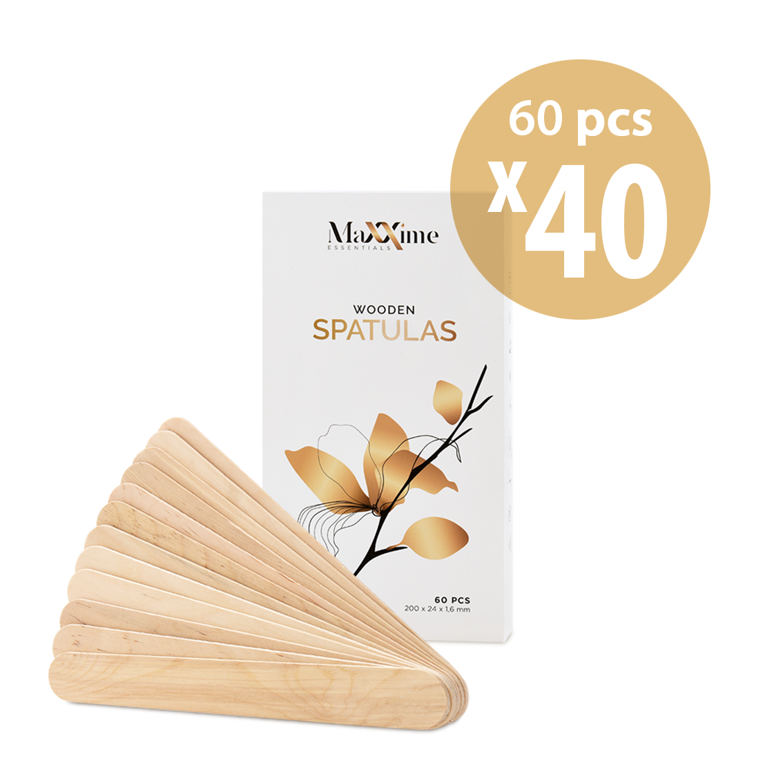 Maxxime Extra grote houten wegwerp wax spatels omdoos (40 x 60 stuks)