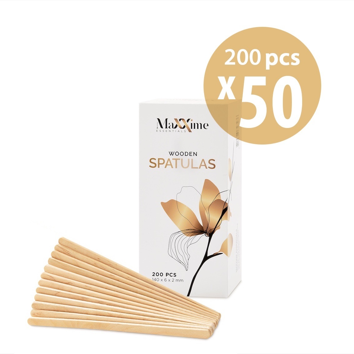 Maxxime Houten wax spatels extra smal omdoos (50 x 200 stuks)