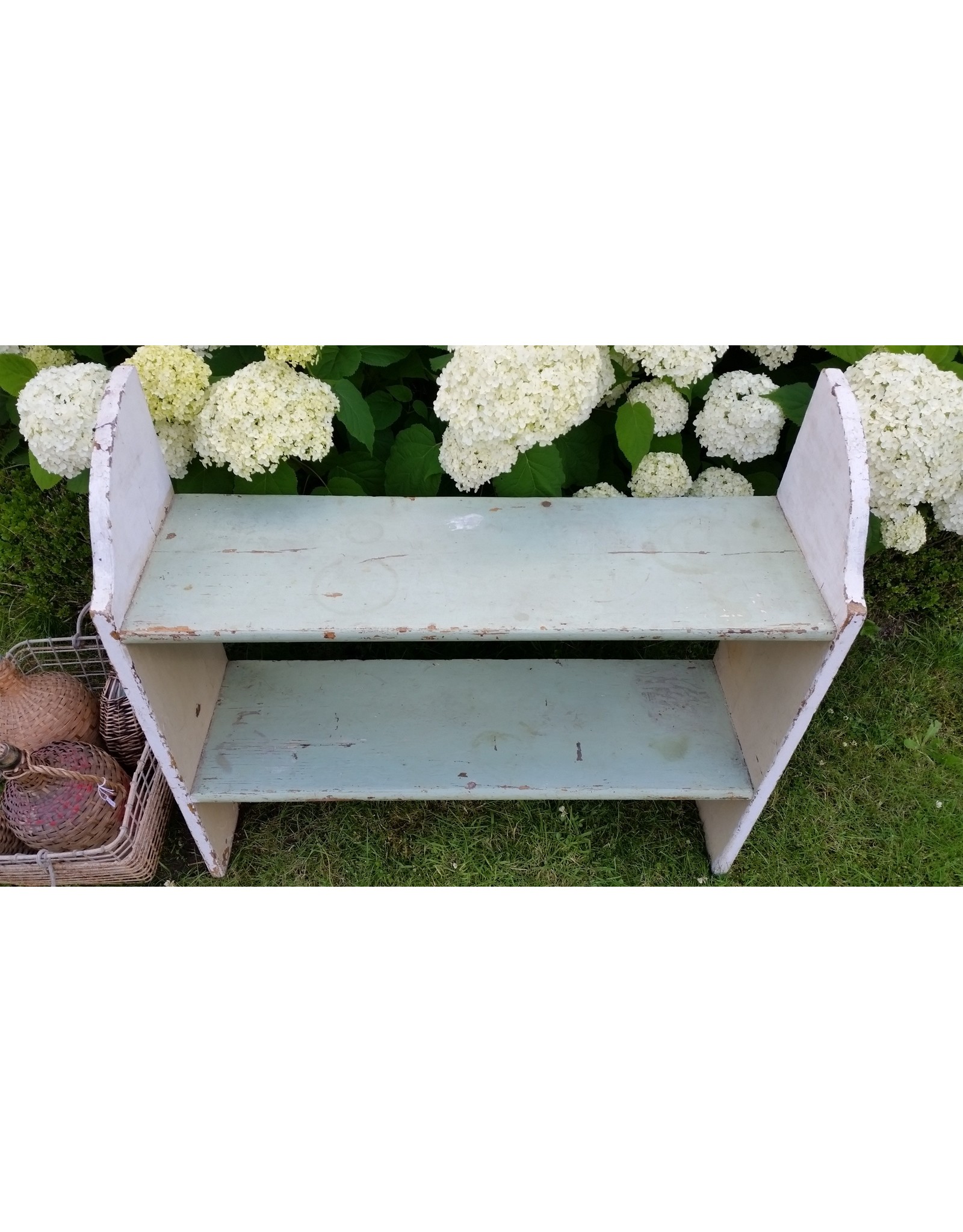 Brocante houten wandrek regaal