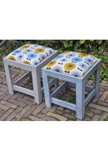 Guinevere Houten Krukje met Stoffen zitting