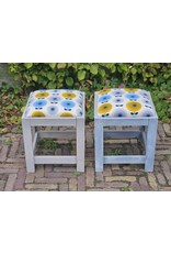 Guinevere Houten Krukje met Stoffen zitting