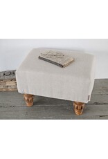 Voetenbankje,  poefje oud linnen