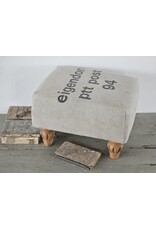 Voetenbankje,  poefje oud linnen