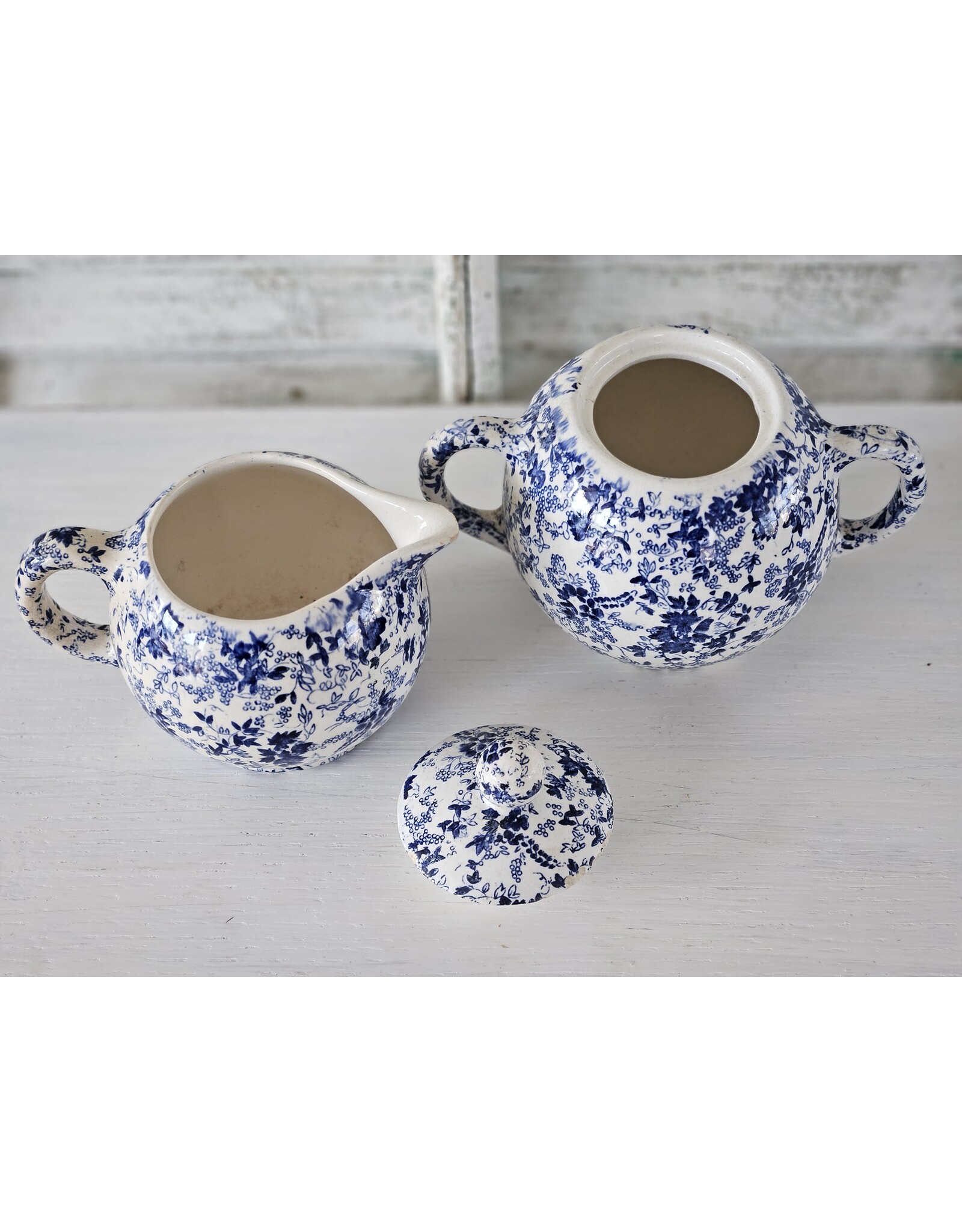 Nimy Boch Blauw Suikerpot en  Melkkan