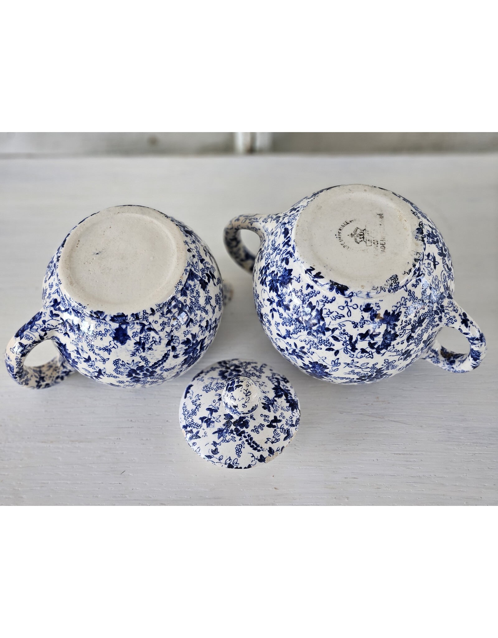 Nimy Boch Blauw Suikerpot en  Melkkan