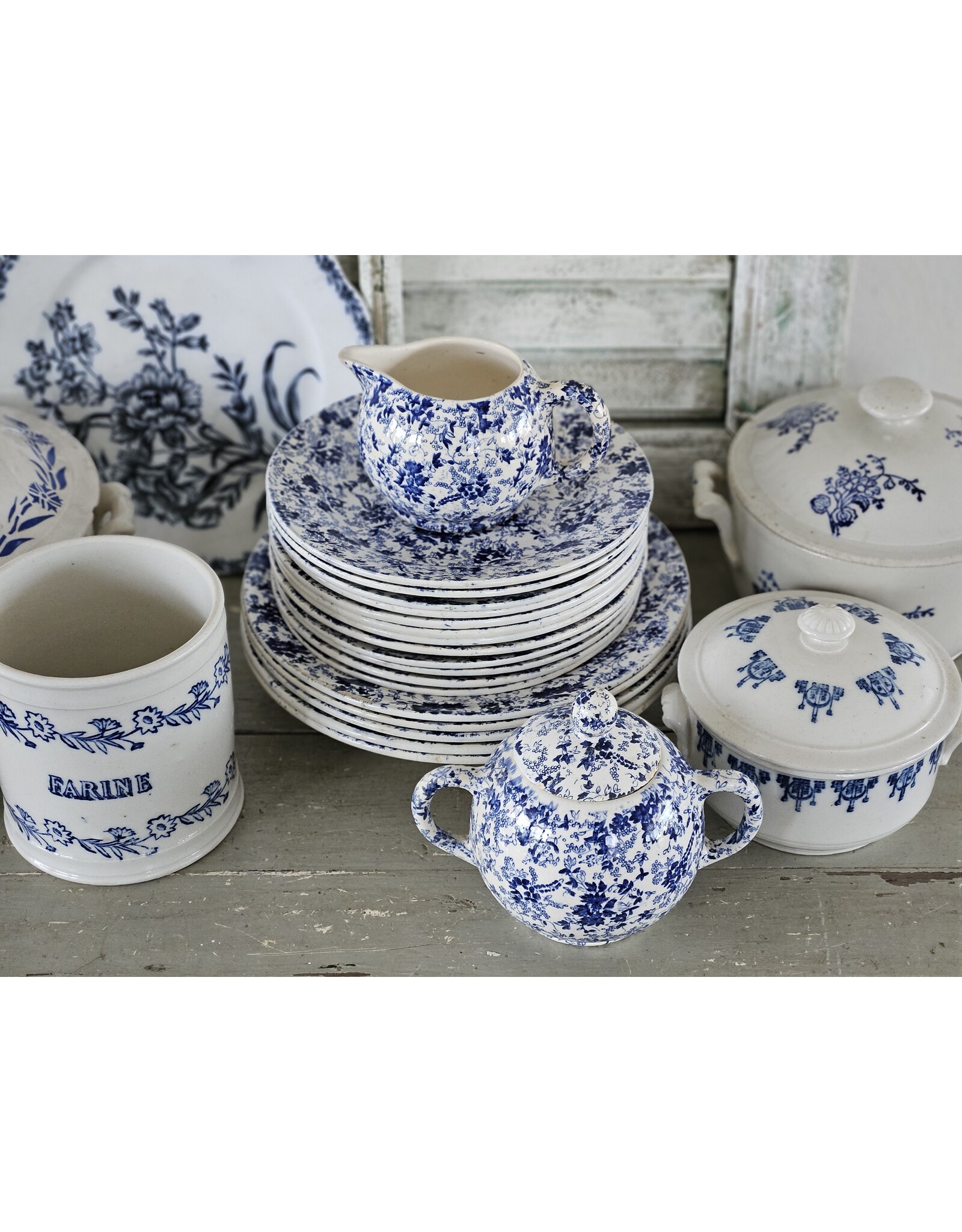 Nimy Boch Blauw Suikerpot en  Melkkan