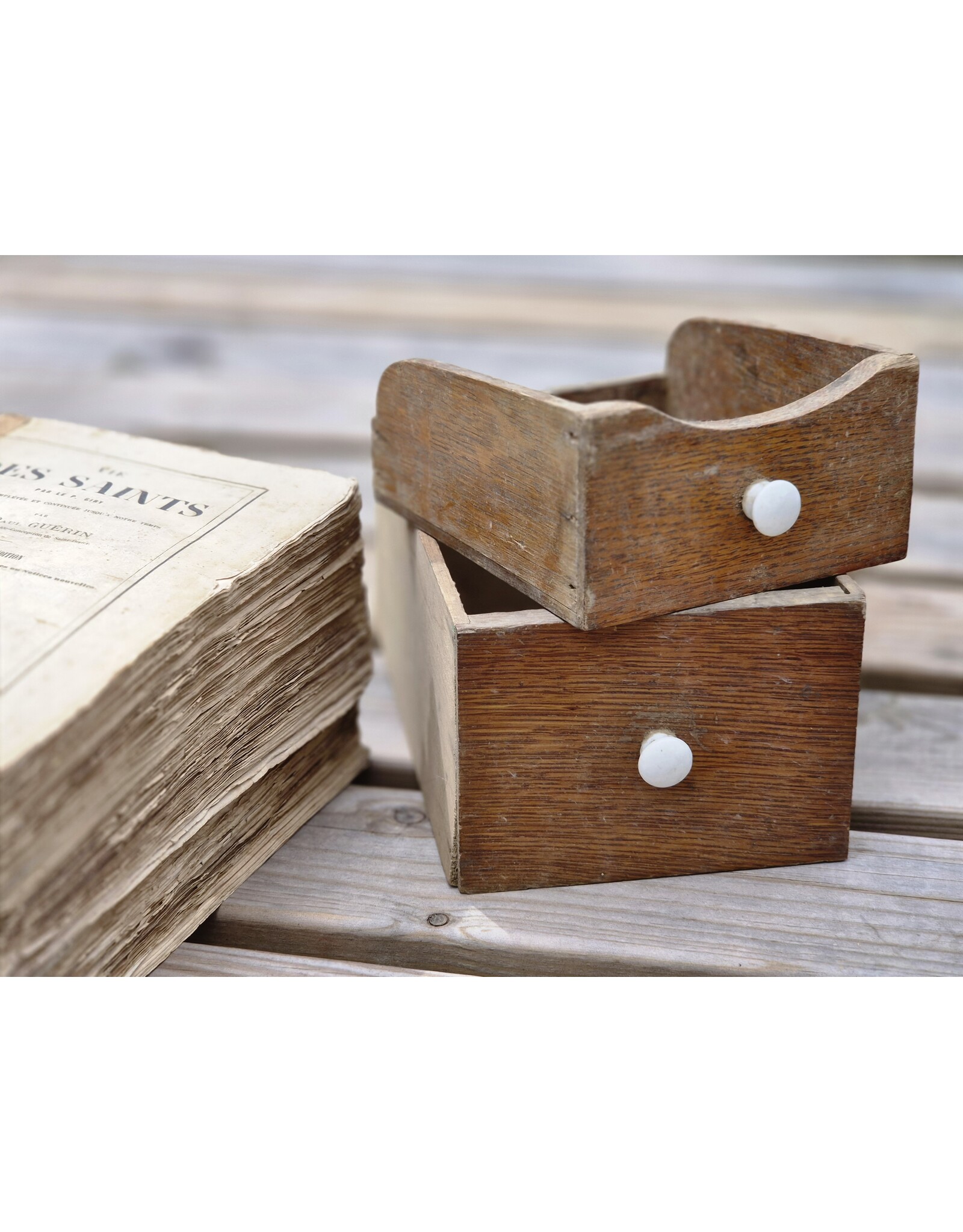 Houten Laatje Porseleinen Knop