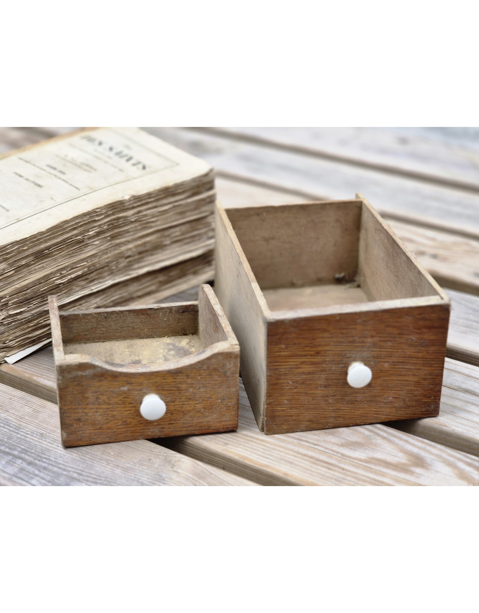 Houten Laatje Porseleinen Knop