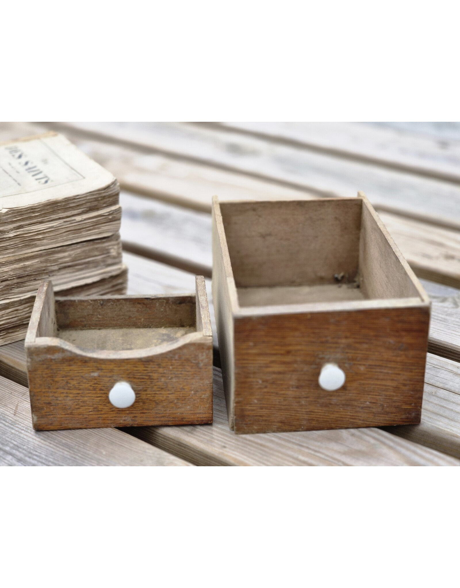 Houten Laatje Porseleinen Knop