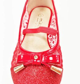 Meisjesschoenen Ballerina's - doorzichtig - glitter - rood