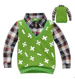 Jongenskleding Sweater Vest met lange mouwen en wiskundige symbolen - groen