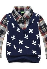 Jongenskleding Jongens Sweater Vest met lange mouwen en wiskundige symbolen - blauw