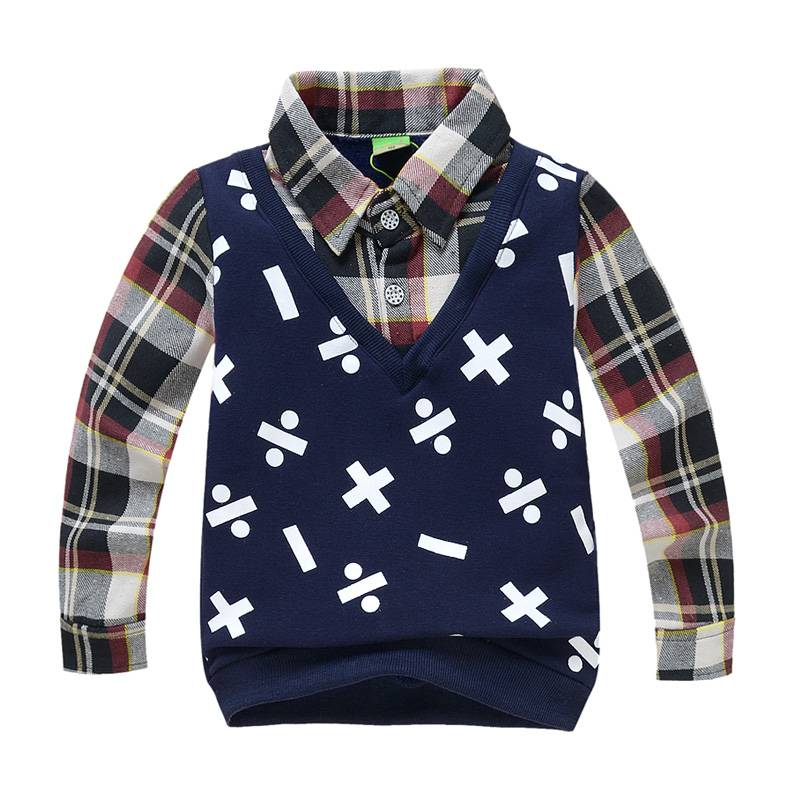 Jongenskleding Jongens Sweater Vest met lange mouwen en wiskundige symbolen - blauw