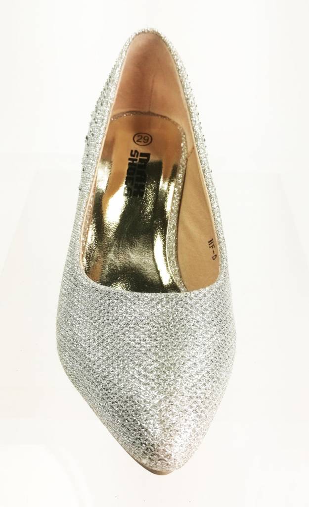 Meisjesschoenen Meisjesschoen - Pumps met strass steentjes - zilver