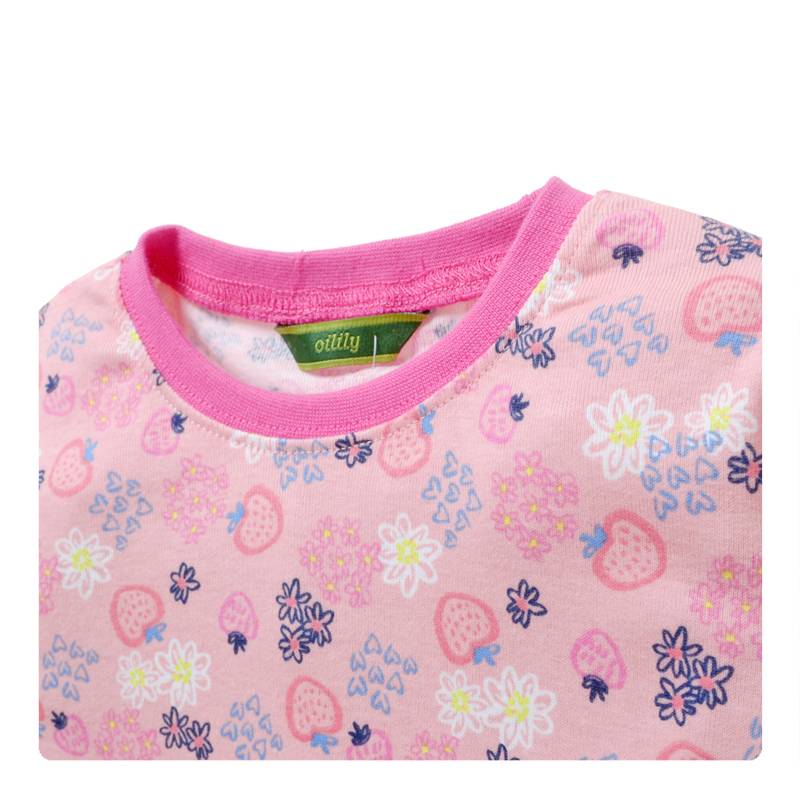 Meisjespyjama's Aardbeien en Bloemetjes Meisjes Pyjama - roze