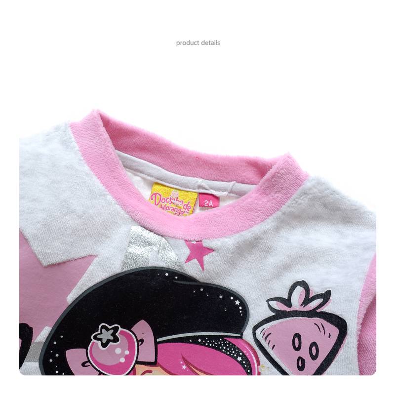 Meisjespyjama's Strawberry Shortcake Meisjes Pyjama - fleece - grijs / lichtroze