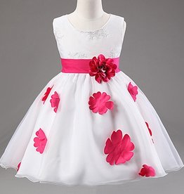 Meisjeskleding Feestjurk Shirley - wit / roze (fuchsia)
