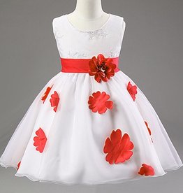 Meisjeskleding Feestjurk Shirley - wit / rood