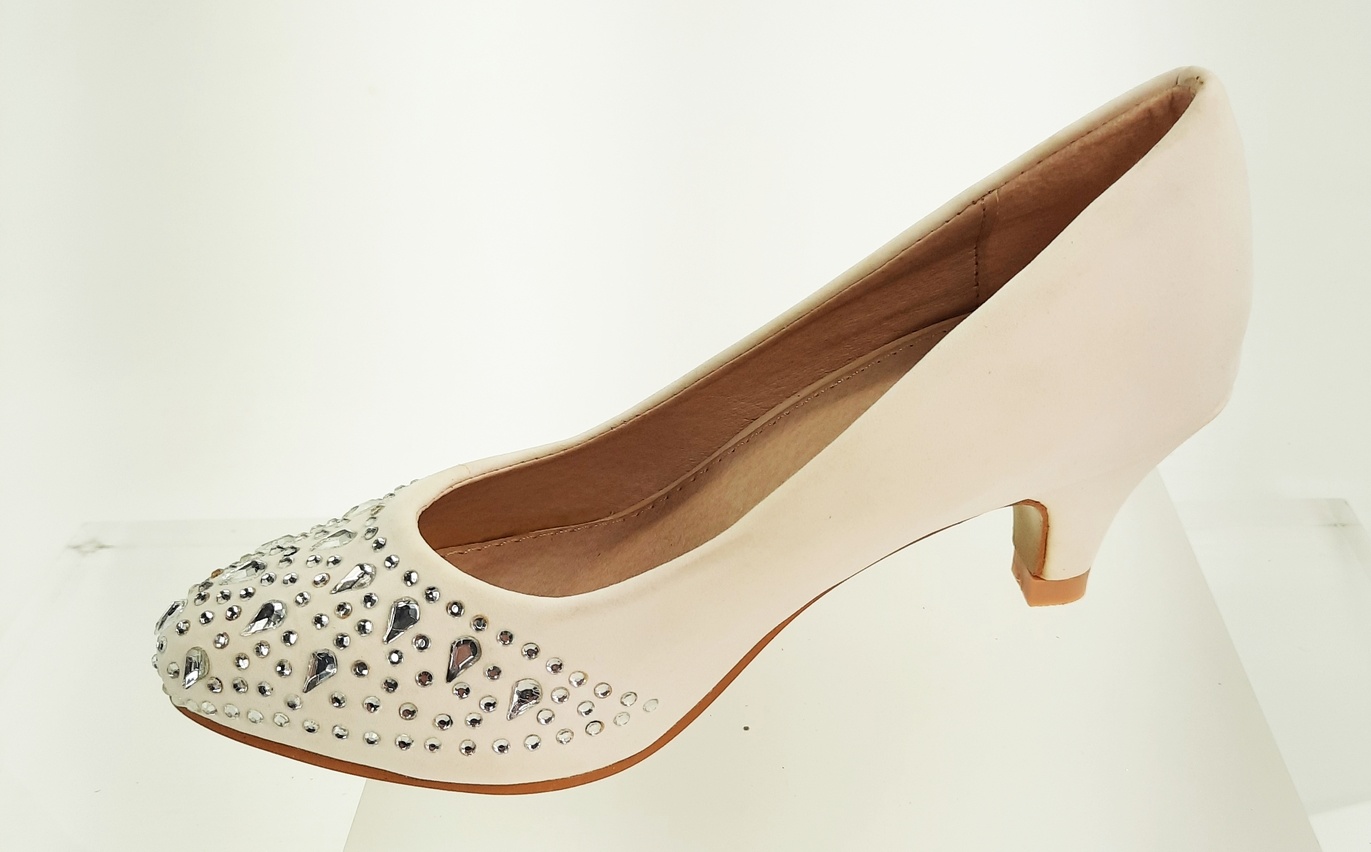 Meisjesschoenen Meisjesschoen - Pumps - mat - strass steentjes - wit