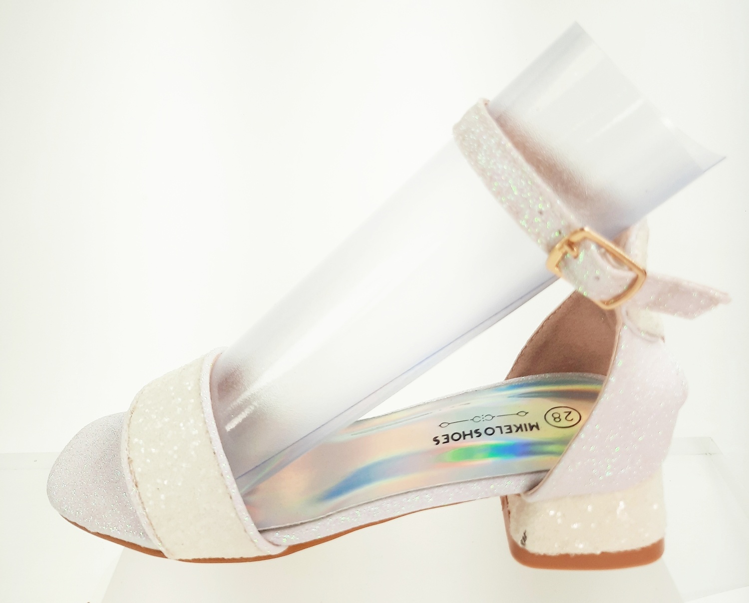 Meisjesschoenen Meisjesschoen - Spaanse schoentjes open - glitters - hart - wit