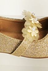 Meisjesschoenen Meisjesschoen - Ballerina's - glitter - bloem - goud