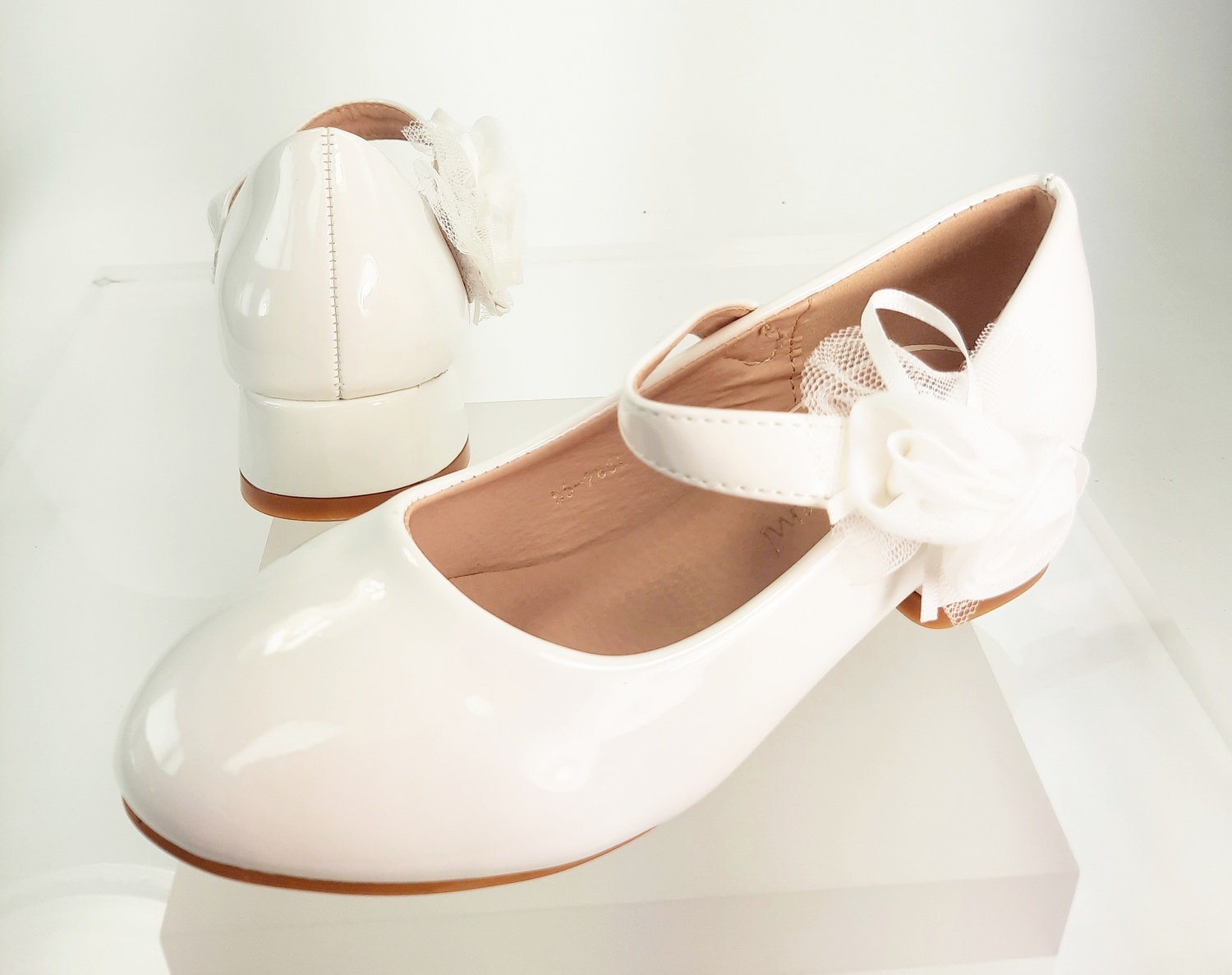 Meisjesschoenen Meisjesschoen - Bruidsmeisjes schoenen - lak - wit - bloem