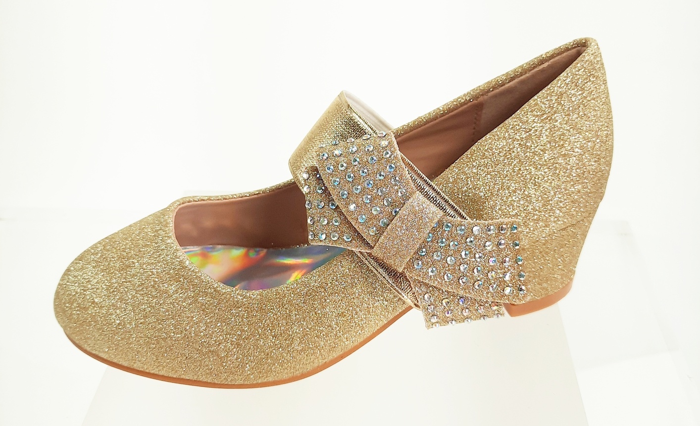 Meisjesschoenen Meisjesschoen - Spaanse schoentjes - glitter - strik - band - goud