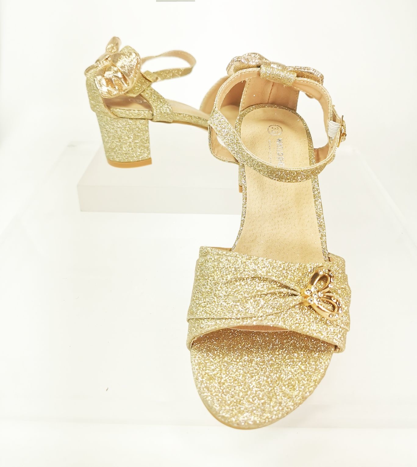 Meisjesschoenen Meisjesschoen - Spaanse schoentjes open - glitters - strik - goud