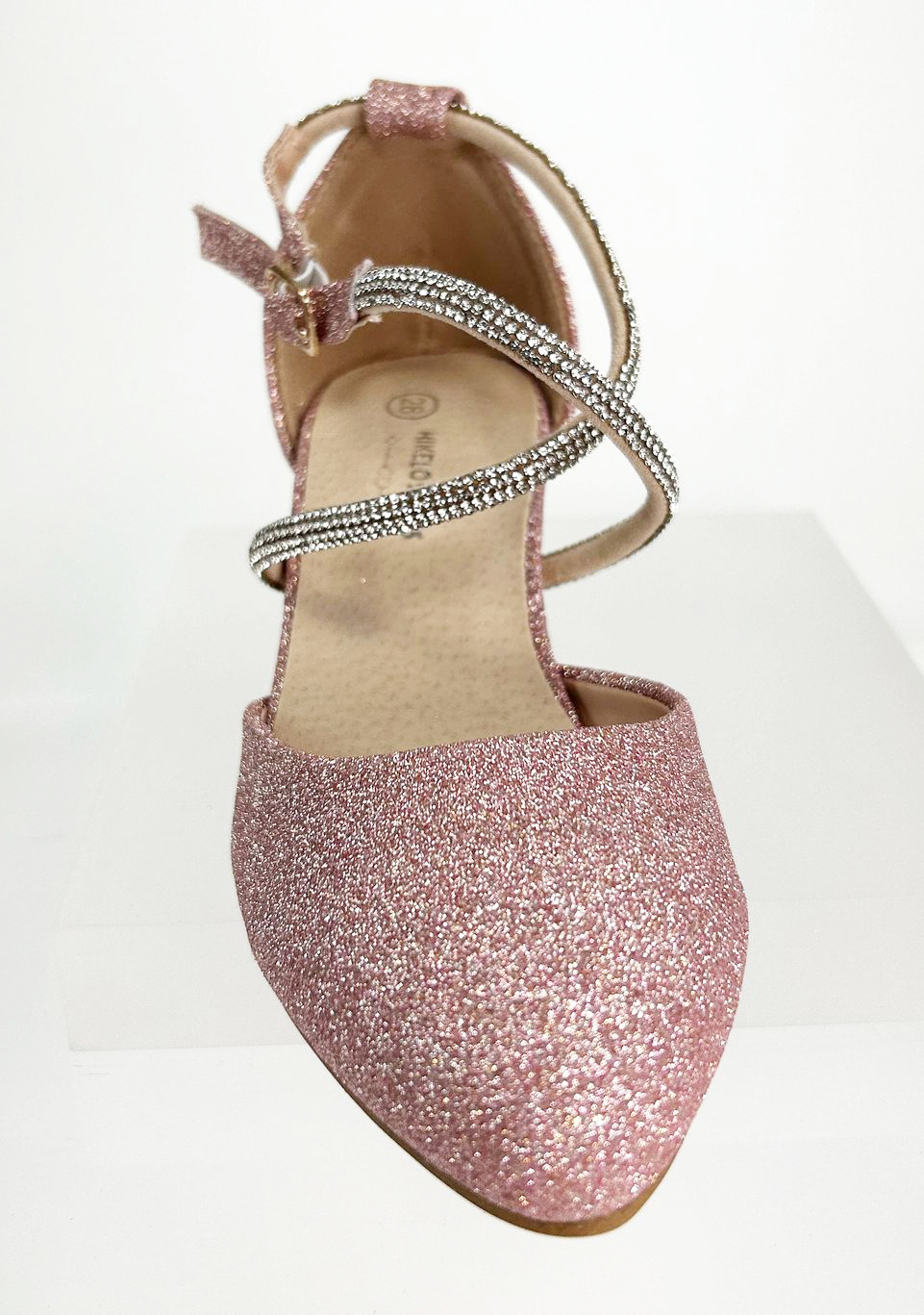 Meisjesschoenen Meisjesschoen - Spaanse schoentjes half open - glitters - roze - dubbele band