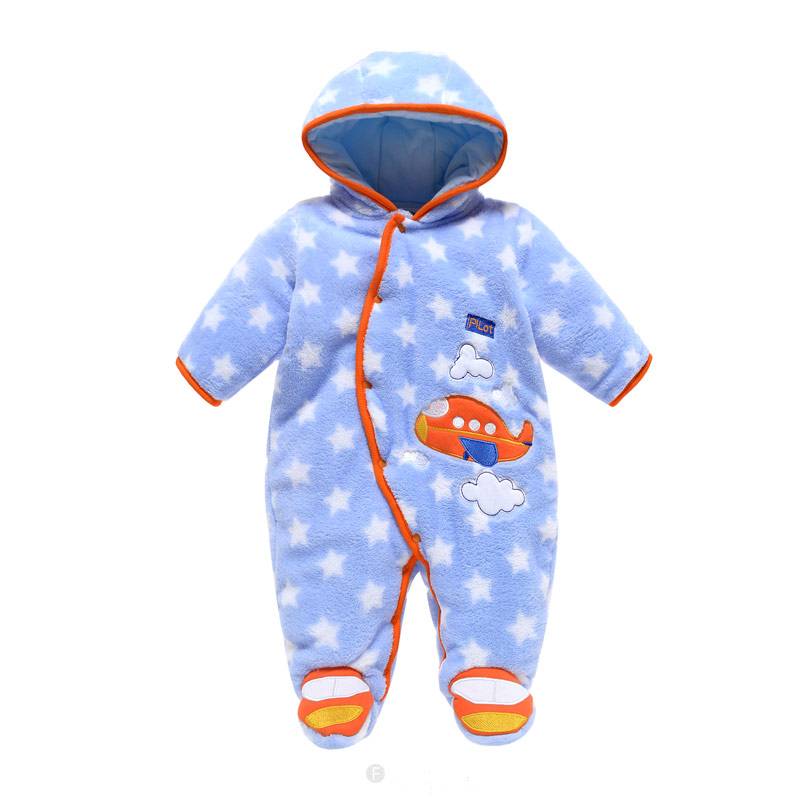 Babykleding Vliegtuig Jongens Boxpakje met capuchon - blauw