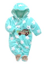 Babykleding Auto en Sterren Jongens Boxpakje met capuchon - blauw