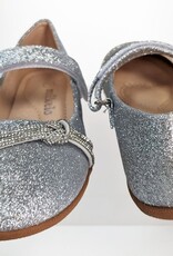 Meisjesschoenen Meisjesschoen - Ballerina's - glitter - zilver - strikknoop