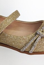 Meisjesschoenen Meisjesschoen - Ballerina's - glitter - goud - strikknoop