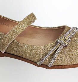 Meisjesschoenen Ballerina's - glitter - goud - strikknoop