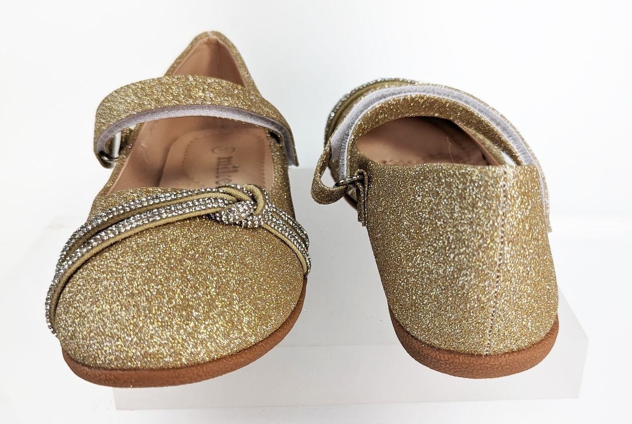 Meisjesschoenen Meisjesschoen - Ballerina's - glitter - goud - strikknoop