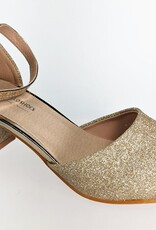 Meisjesschoenen Meisjesschoen - Spaanse schoentjes half open - glitters - goud - band glans