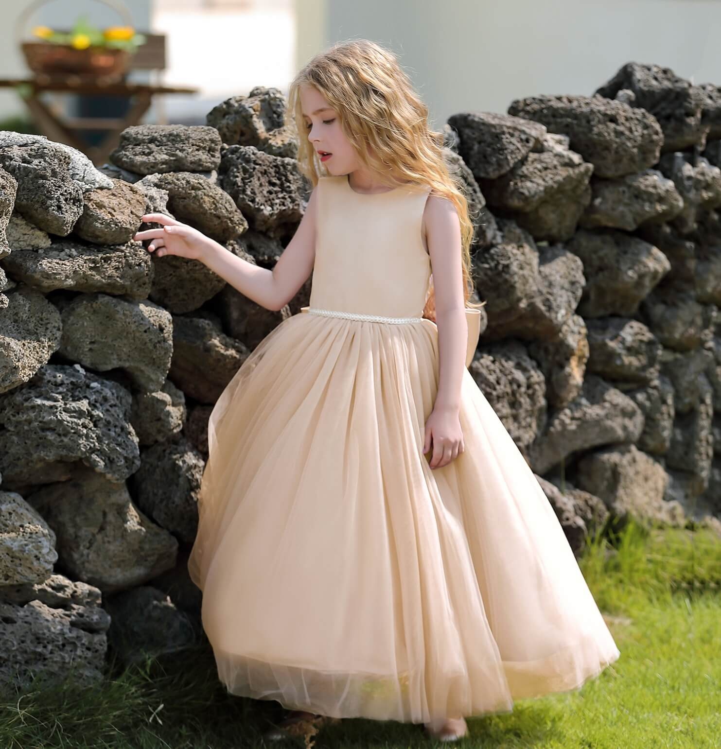 Meisjeskleding Meisjes Feestjurk Agata - champagne